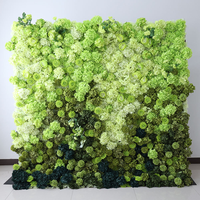 Mur de fleurs artificielles personnalisé pour événements commerciaux, toile de fond florale 8ft x 8ft, Hortensia Globe Vert, Décoration de mariage