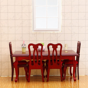 Escala 1:12, DIY juguete de madera, silla de comedor Vintage en miniatura, traje, adornos, accesorios para casa de muñecas, casa de muñecas 1:12, Mini comida - Product Image 3