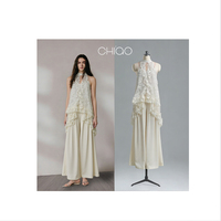 Nouvelle robe d'été sexy pour femmes européennes et américaines, style chinois, col montant, rétro, dos nu, à volants, taille haute