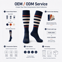 Chaussettes de compression personnalisées à rayures, hauteur genou, 15-20 20-30 mmHg, chaussettes de soutien athlétique, motif jacquard, OEM ODM, marque privée