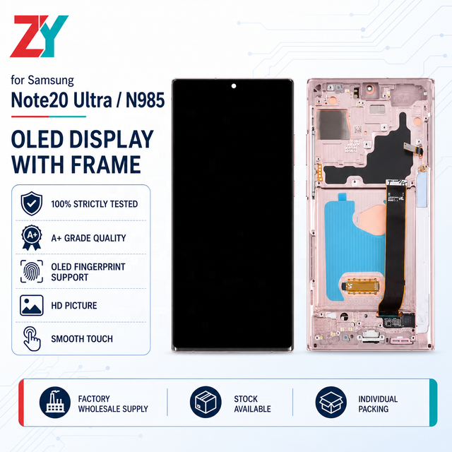 For Samsung Note20ultra/N985 HD+ OLED LCD Touch Screen Display Frame for Mobile Phone Repair Replacement 1 Year Warranty 400cd+