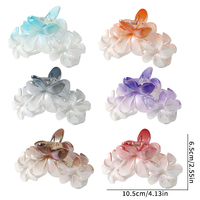 Usine grand 11cm dégradé couleur Plumeria pince à cheveux pour filles femmes doux 3 fleur conception acrylique métal quotidien griffes de cheveux