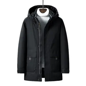 Мужское зимнее пальто большого размера с капюшоном, классический дизайн, стеганые парки с большими карманами, полимерное пальто