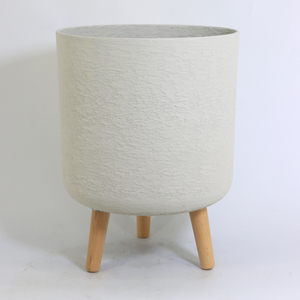 Jardinière <span class=keywords><strong>ronde</strong></span> rustique de grande taille, de haute qualité et résistante, pour arbres, pots de plantes décoratifs texturés <span class=keywords><strong>en</strong></span> gypse, <span class=keywords><strong>en</strong></span> plastique avec pieds <span class=keywords><strong>en</strong></span> <span class=keywords><strong>bois</strong></span> - Product Image 6