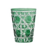 Verre à whisky Edo Kiriko sculpté à la main, bleu vert, bleu clair, bleu ciel, verre coloré taillé à la main