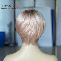 Joywigs – perruque de cheveux 100% humains vierges, couleur grise Rose, coupe Pixie courte, sans dentelle, fabriquée à la Machine, offre spéciale