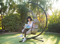Ensemble de chaises suspendues en forme d'œuf - Hamac de jardin de loisirs et balançoire de patio, sièges suspendus d'extérieur