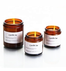 4oz/6oz/8oz/12oz Stock Amber Glass Candle Jars Luxury Custom Unique Candle Jars With Lids
