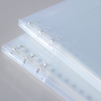 DEPAI A4 Carnet à 6 anneaux à feuilles mobiles, couverture transparente givrée en PP, 50 feuilles, 80 g/m², ligné, rechargeable, vente en gros