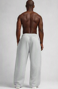 Men's <b>Oversized</b> Wide Leg <b>Sweatpants</b> Baggy Loose Fit Drawstring Style Cotton French Terry Fleece Fabric - Product Image 3