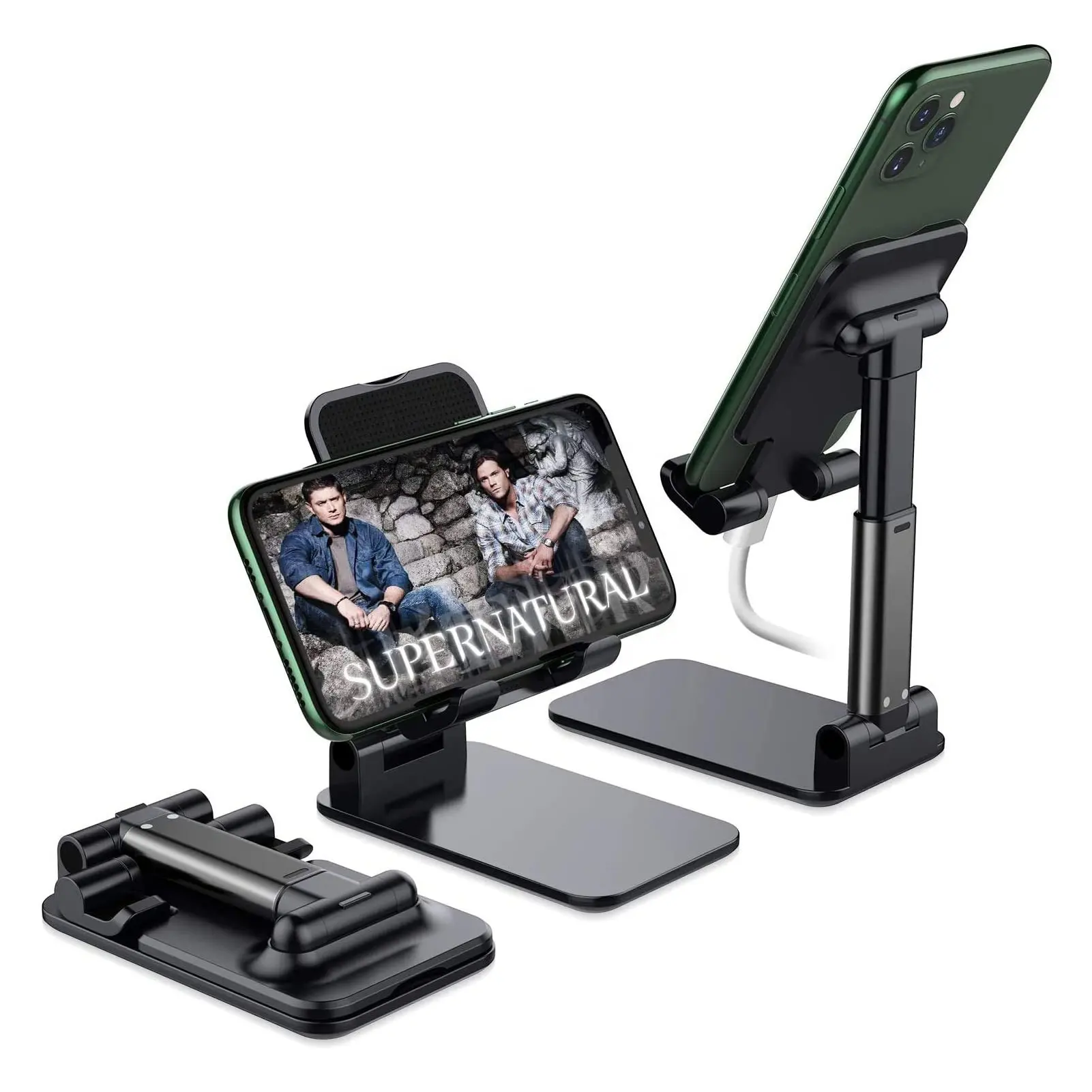 Suporte de celular dobrável, suporte dobrável ajustável de altura para telefone celular apoio de mesa