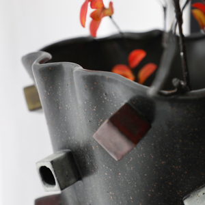 Jarrón de cerámica <span class=keywords><strong>negro</strong></span> Retro grande para el hogar, oficina, arreglo floral, decoración, centros de mesa de boda y <span class=keywords><strong>jarrones</strong></span> de lugar - Product Image 5