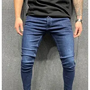 नए डिजाइन की उच्च गुणवत्ता वाले डेनिम स्लिम ने आकस्मिक अवकाश पैंट पैंट पैंट स्किनी पुरुषों की जींस