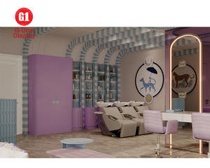 Diseño Interior de Salón de Uñas de Moda, Estantes de Exhibición de Pared de Madera para Salón de Belleza, Muebles de Exhibición de Barra de Uñas Personalizados - Product Image 3