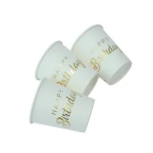 Feuille d'or populaire estampage tasse à café jetable à double paroi en papier à emporter boissons chaudes gobelets en papier avec couvercle