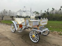 Chariot de balade électrique en fibre de verre, design carrosse citrouille, à conduite silencieuse, pour le transport de la mariée et les défilés d'inauguration de centres commerciaux