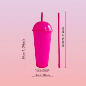 Gobelets réutilisables personnalisables avec logo, couvercles à dôme et pailles, 24 oz, en plastique, pour café glacé, voyage, anniversaires et fournitures de fête - Product Image 3