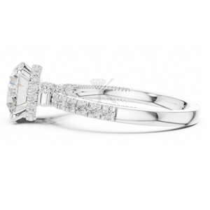 Anillo de Compromiso de Corte Redondo en Oro Amarillo con Halo Oculto, Anillo de Diamantes Estilo Vintage con Banda Milgrain Pave, Joyería Nupcial Elegante - Product Image 4