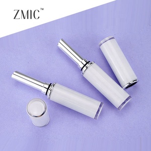 Venta caliente forma redonda lápiz labial tubo blanco plata lápiz labial contenedor alta calidad boca oblicua lápiz labial - Product Image 2