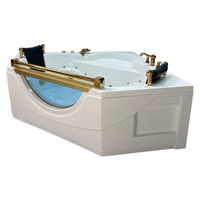 Jacuzzi d'angle moderne pour villa, spa, massage, deux personnes, à bulles d'air, en acrylique, rectangulaire, avec 6 jets de surf et LED, best-seller Zevana