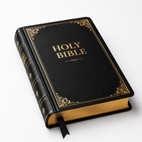 Impression de Bibles professionnelles en cuir noir de haute qualité avec dorure à chaud et bords dorés