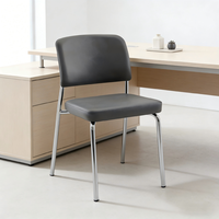 Silla Moderna sin Brazos con Respaldo, Apilable, de PU, para Salas de Conferencia, Silla de Oficina de Cuero