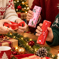 Jouet sensoriel souple en PU à rebond lent, en forme de barre de beurre festive, avec motifs de sapin de Noël, bonhomme de neige et cadeaux
