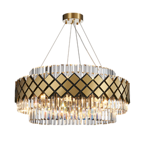 Lustre suspendu en cristal, design Art déco, disponible en gris argent et en jaune or, luminaire décoratif d'intérieur, idéal pour un salon, une cuisine ou une entrée - Product Image 6