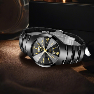 <span class=keywords><strong>Relojes</strong></span> de Cerámica Negros para Mujer con Indicador de Semana, Reloj Elegante de Vestir para Dama, Reloj de Pulsera con Fecha y Números Arábigos - Product Image 4