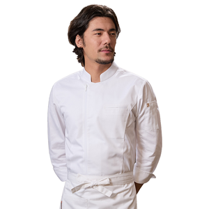 เสื้อเชฟผู้ชาย แขนครึ่งตัว ผ้าโพลีเอสเตอร์/คอตตอน ปักลายโลโก้ตามสั่ง สีดำ สำหรับร้านอาหารตะวันตก ร้านเบเกอรี่ และบาร์ - Product Image 4