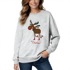 Sudaderas Navideñas Casuales de Invierno para Mujer, Sudadera con Estampado de Árbol de Navidad y Logotipo Frontal, Mangas Largas de Alta Calidad, 360g - Product Image 1