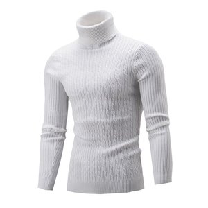 I-0773 Suéter <span class=keywords><strong>de</strong></span> <span class=keywords><strong>Cuello</strong></span> <span class=keywords><strong>Alto</strong></span> <span class=keywords><strong>de</strong></span> Punto Trenzado para <span class=keywords><strong>Hombre</strong></span>, Estilo Slim, Color Sólido, Moda Nueva, Suéter Casual para <span class=keywords><strong>Hombre</strong></span> - Product Image 4