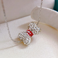 Collier en zircon à nœud papillon tendance - Nouveau design INS - Polyvalent pour toutes les occasions - Collier élégant en acier inoxydable pour femmes