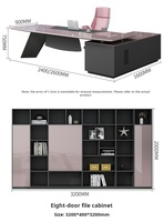 Bureau de direction moderne de luxe avec peinture rose Design Female Office Suite Furniture Panel Wood Style