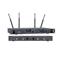 Sistema de Micrófono Inalámbrico de Doble Canal M-7602 con Pantalla TFT y Soporte OLED para Micrófono de Mano, Antena Externa para Escenario y Discursos