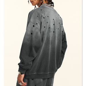 Pull-over vintage personnalisé avec logo de créateur pour hommes, sweats à capuche délavés à l'acide, sweatshirts unisexes unisexes poids lourd surdimensionnés noirs et vierges - Product Image 5