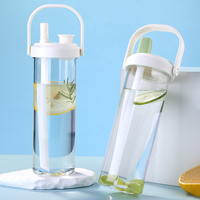 LOGO d'impression personnalisée bon marché 500 750 ml réutilisable en plastique Transparent bulle lait thé eau potable bouteille tasses avec poignée