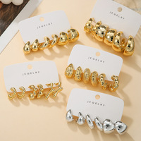 Nouveau Bijou de Mode : Ensemble de 3 Paires de Boucles d'Oreilles Créoles en Forme de C, Grandes Gouttes d'Eau, Or et Argent, pour Femme – Idéal pour Fête ou Cadeau