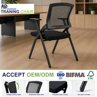 Chaise de formation ergonomique moderne avec tablette d'écriture pliable, dossier en maille, empilable, pour conférence, bureau, école, OEM ODM