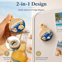 Imán de Resina para Refrigerador y Abrebotellas de Doble Uso, Ecológico, con Diseño de Olas Oceánicas, Hecho a Mano, Regalo Promocional con Temática de Playa