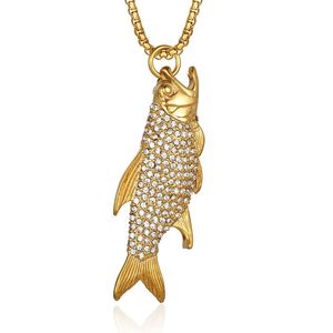 Instagram-worthy niche design piranha necklace, full diamond, understated luxury, hip-hop street style, <b>titanium</b> steel pendant. - Product Image 1