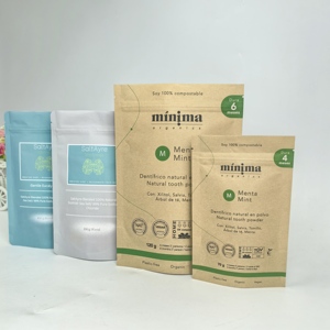 Logo personnalisé Conception écologique Emballage à fond plat Sac debout biodégradable en PLA/PE avec fermeture éclair - Product Image 6