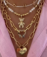 Magnifique collier pendentif en forme de cœur d'ours, élégant et à la mode, bijoux plaqués or, accessoires polyvalents pour les fêtes, les rendez-vous quotidiens