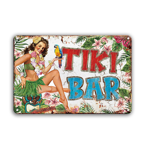 Usine En Gros <span class=keywords><strong>Cocktail</strong></span> Tiki Bar Tin Signes Alcool Vintage Imprimé Métal Art Martini Publicité Bar Pub Décoration - Product Image 2