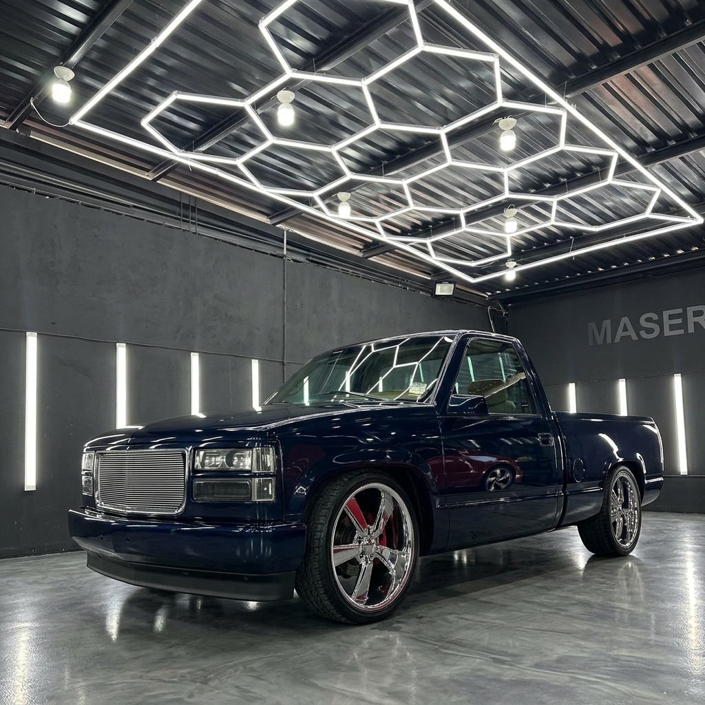 High Brightness LED Hexagon Light Working Ceiling Lights for Car Detailing Station Car Workshop 14 Grid System