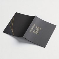 Carpeta de Negocios Personalizada con Estampado Dorado, Carpeta de Oficina Negra Plegable, Fábrica Original