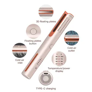 TYPE C Charging 2500mAh Battery For Household And Outdoor Rechargeable Ceramic Flat Iron Hair Curler