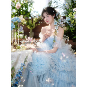 Princess Ball Gown Wedding Dress Tulle Sweetheart Neckline Off The Shoulder Vintage Style Outdoor Photoshoot Gown - Product Image 2