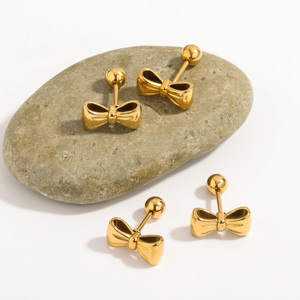 Boucles d'oreilles clous en acier inoxydable plaqué <span class=keywords><strong>or</strong></span> 18 carats MICCI, bijoux en acier inoxydable anti-ternissement, pour femmes - Product Image 2