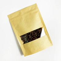Petits sacs en papier kraft refermables à trois côtés avec fenêtre transparente pour l'emballage de stockage des aliments